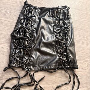 Fashion Nova Black Lace-Up Skirt